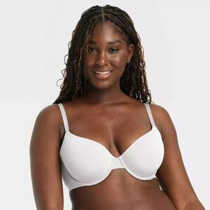 Auden Women's Demi Coverage Lightly Lined T-Shirt Bra White 38D EUC